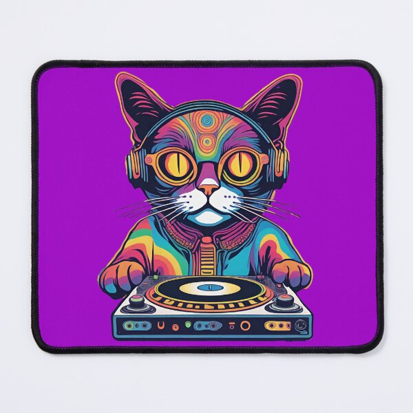 Item preview, Cat DJ Rainbow designed and sold by RedPumpFlash.
