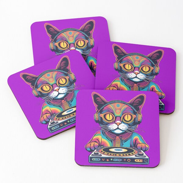 Item preview, Cat DJ Rainbow designed and sold by RedPumpFlash.