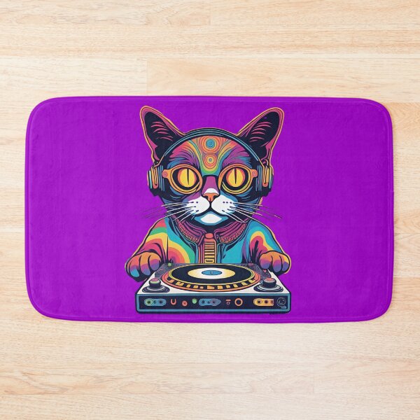 Item preview, Cat DJ Rainbow designed and sold by RedPumpFlash.