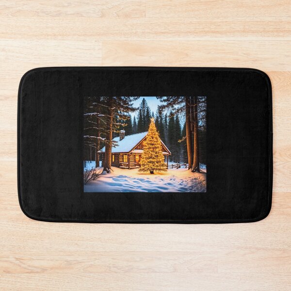 Item preview, Rustic festive log cabin in the snow designed and sold by Earth Nature Creations.