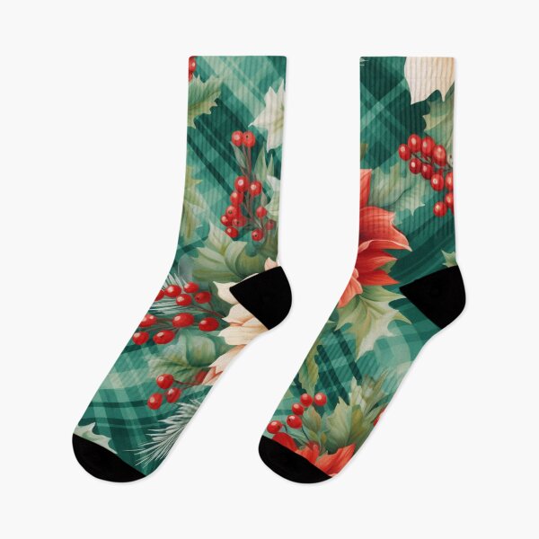 Item preview, Christmas Poinsettia Floral Pattern on a Teal Background designed and sold by AgathaZolastore.