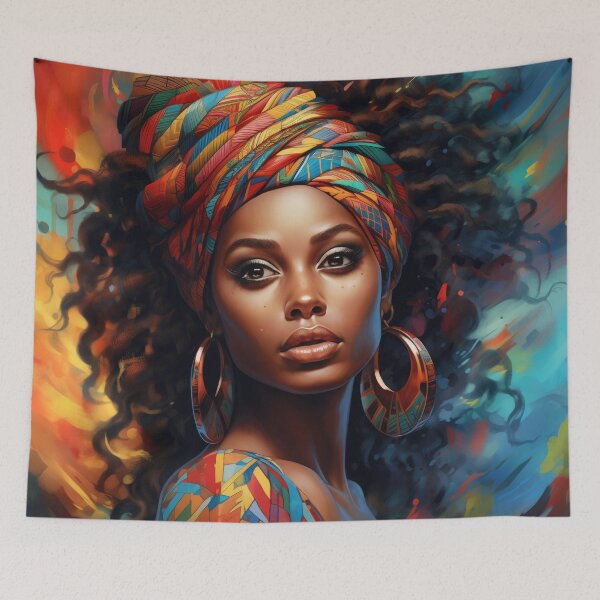 Item preview, Diversity in Radiance: Vibrant Digital Portrait of a Woman designed and sold by ai1art.