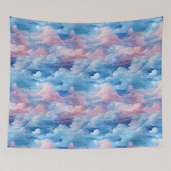 Item preview, Cyan Swirls and Silver Linings: Majestic Cloudscape Skyline in Hyper-Realistic Impressionism designed and sold by polonuim210.