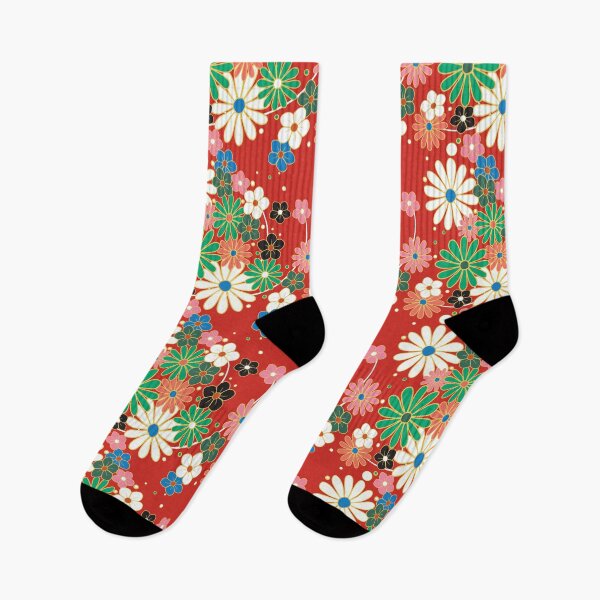 Item preview, Japanese flowers on red designed and sold by Aakheperure.