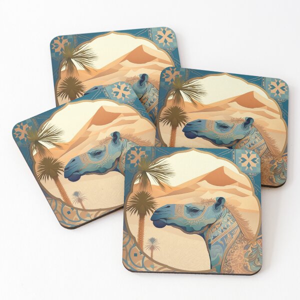 Item preview, Desert Majesty: Camel Profile Amidst Dune Flora and Sunset Hues designed and sold by PaintbrushPlace.