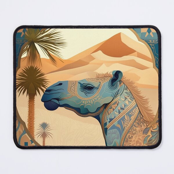 Item preview, Desert Majesty: Camel Profile Amidst Dune Flora and Sunset Hues designed and sold by PaintbrushPlace.
