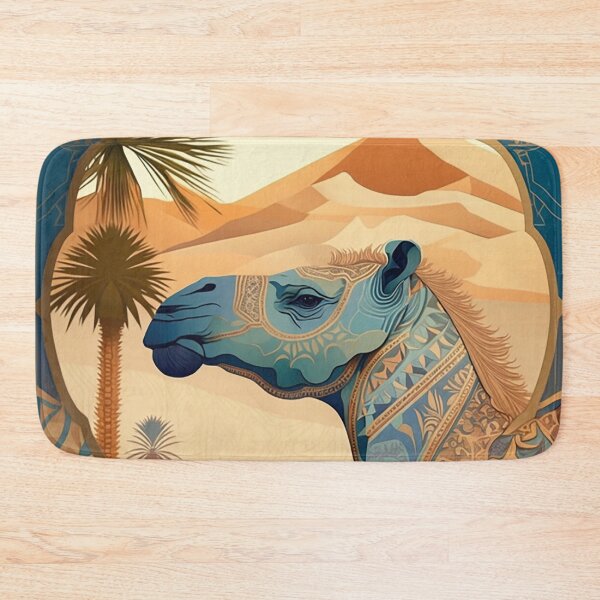 Item preview, Desert Majesty: Camel Profile Amidst Dune Flora and Sunset Hues designed and sold by PaintbrushPlace.