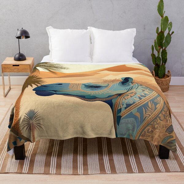 Item preview, Desert Majesty: Camel Profile Amidst Dune Flora and Sunset Hues designed and sold by PaintbrushPlace.
