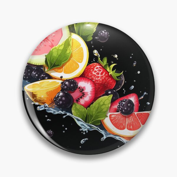 Item preview, "Cascading Fruit Symphony" – Fruit patterns on water, black canvas designed and sold by WhiteWolfe0127.