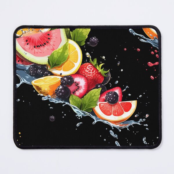 Item preview, "Cascading Fruit Symphony" – Fruit patterns on water, black canvas designed and sold by WhiteWolfe0127.