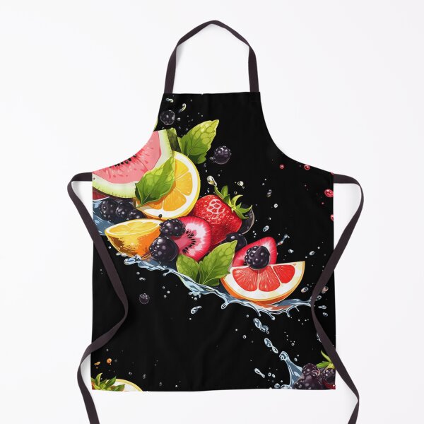 Item preview, "Cascading Fruit Symphony" – Fruit patterns on water, black canvas designed and sold by WhiteWolfe0127.