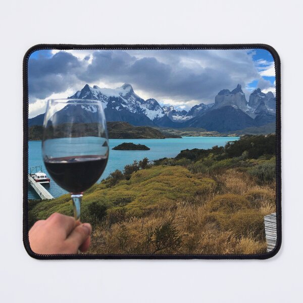Item preview, Torres del Paine National Park, Lake Pehoe and glass of Malbec wine designed and sold by Creative Endeavors ..