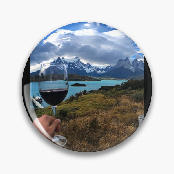 Item preview, Torres del Paine National Park, Lake Pehoe and glass of Malbec wine designed and sold by Creative Endeavors ..
