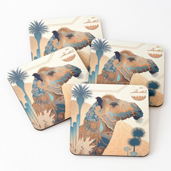Item preview, Oasis Whispers: Stylized Camel Amid Desert Flora and Twilight designed and sold by PaintbrushPlace.
