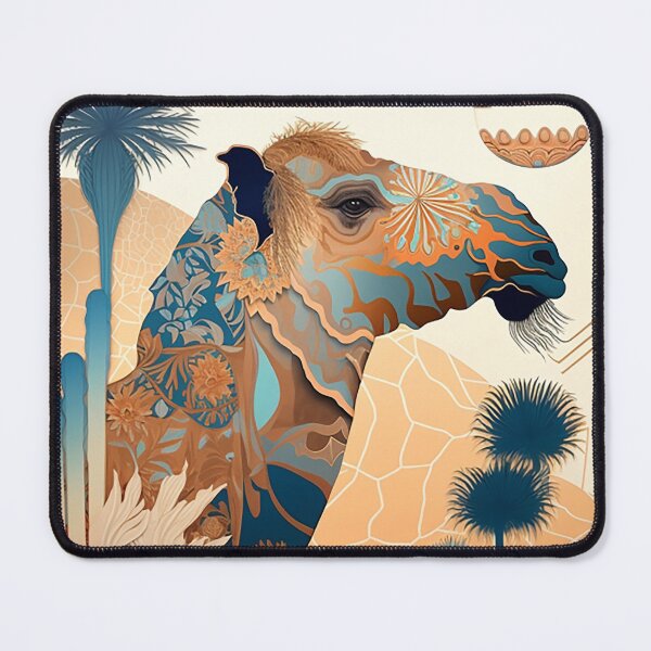 Item preview, Oasis Whispers: Stylized Camel Amid Desert Flora and Twilight designed and sold by PaintbrushPlace.