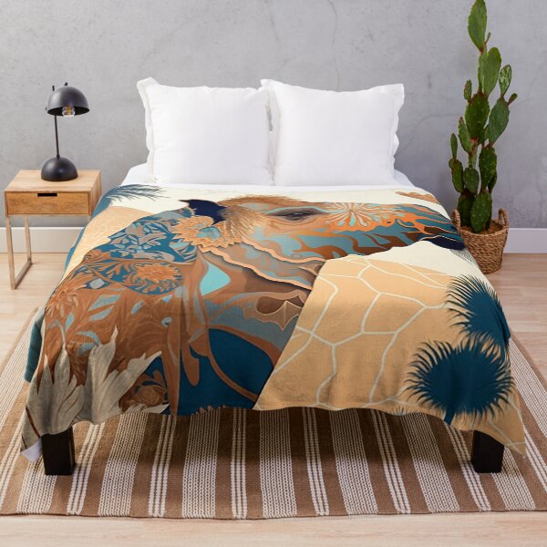 Item preview, Oasis Whispers: Stylized Camel Amid Desert Flora and Twilight designed and sold by PaintbrushPlace.