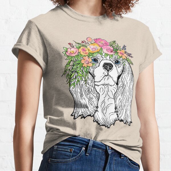 Cavalier King Charles Spaniel - Florals Classic T-Shirt