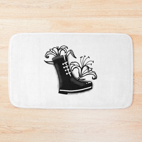 Item preview, Tattoo style black boot with florals designed and sold by jazzydevil.