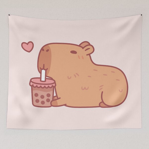 Item preview, Cute Capybara Chilling With Bubble Tea designed and sold by rustydoodle.