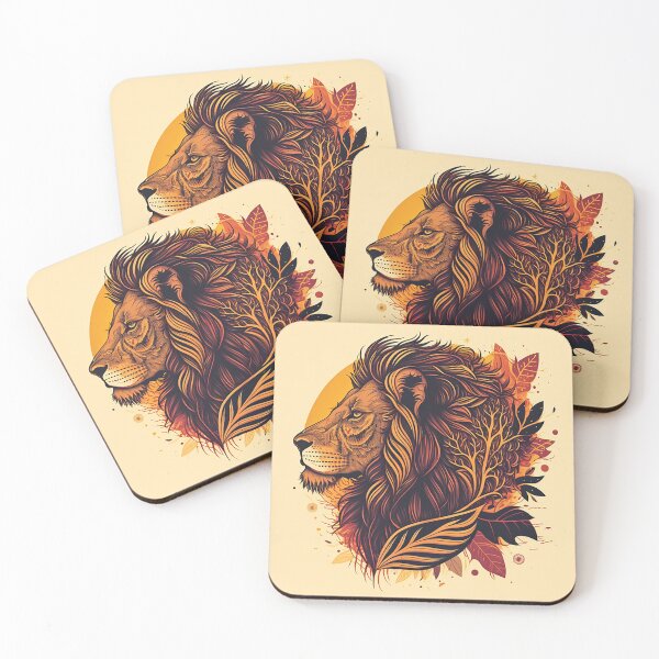 Item preview, Savannah Sovereign: Lion Profile with Sunrise Mane designed and sold by PaintbrushPlace.