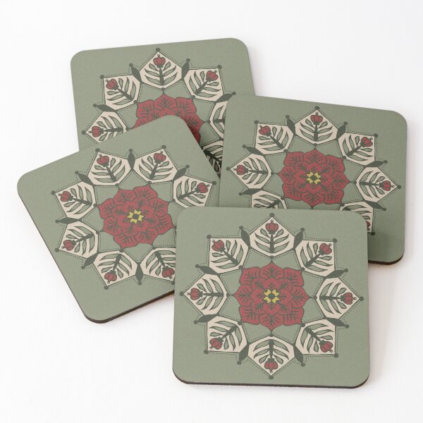 Item preview, Poinsettia Mandala - Sage, Dove, Ruby, Saffron, Pine designed and sold by Irene Estelle.