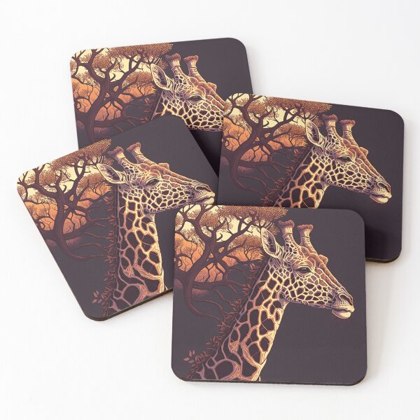 Item preview, Savannah Highness: Giraffe Profile & Twilight Acacia Silhouette designed and sold by PaintbrushPlace.