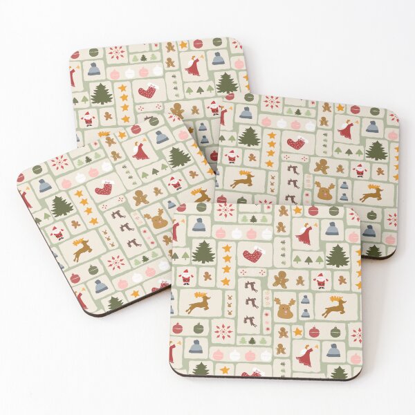 Item preview, Christmas Festive Tile Pattern on green designed and sold by JanetMGraham.