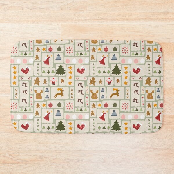 Item preview, Christmas Festive Tile Pattern on green designed and sold by JanetMGraham.