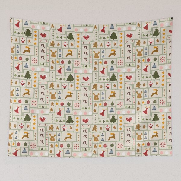 Item preview, Christmas Festive Tile Pattern on green designed and sold by JanetMGraham.