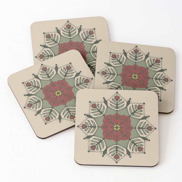 Item preview, Poinsettia Mandala - Dove, Sage, Ruby, Saffron, Pine designed and sold by Irene Estelle.