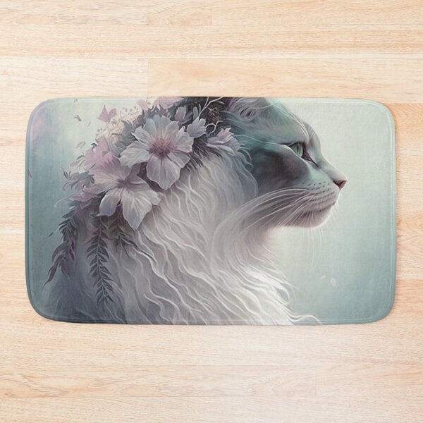 Item preview, Mystic Feline: Ethereal Floral Whispers in a Cat's Profile designed and sold by PaintbrushPlace.
