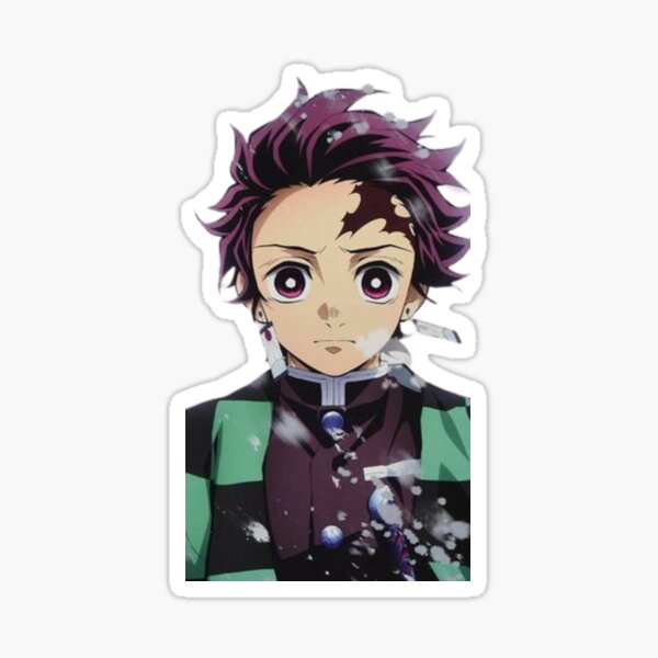 Tanjiro Kamado Head on Red Fire Sticker - Anime PNG Sticker