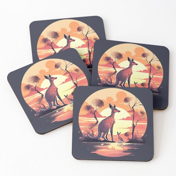 Item preview, Outback Embrace: Kangaroo Silhouette & Australian Sunset designed and sold by PaintbrushPlace.