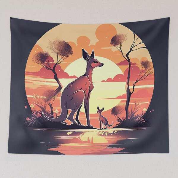 Item preview, Outback Embrace: Kangaroo Silhouette & Australian Sunset designed and sold by PaintbrushPlace.
