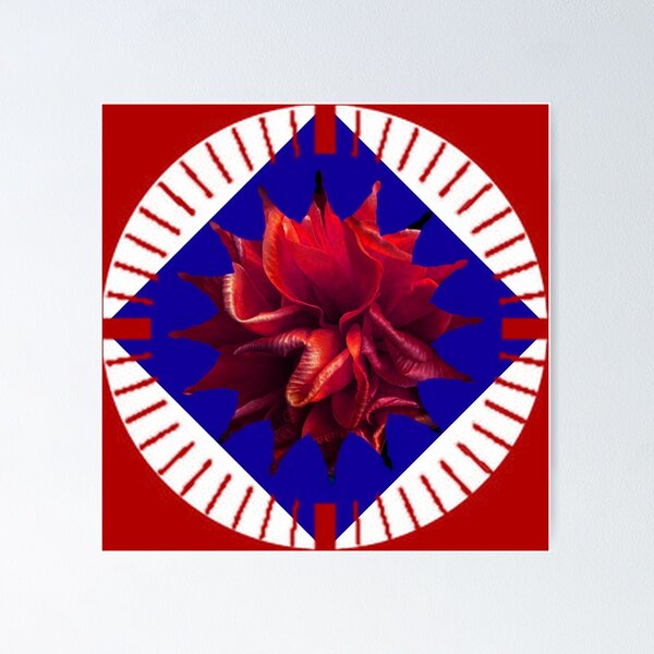 Item preview, Funky Red Rose with White Blue trim by Iritof designed and sold by iritof.