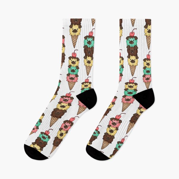 Item preview, Pug Ice Cream Cone Pattern designed and sold by PrintsbyCass.