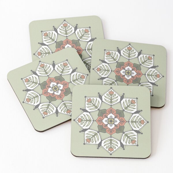 Item preview, Poinsettia Mandala - Tea, Coral, Sage, Gold, Snow, Slate designed and sold by Irene Estelle.