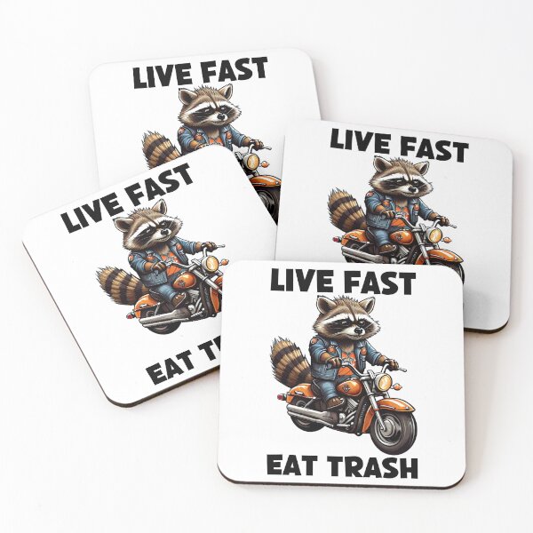 Item preview, Live Fast Eat Trash, Eat Trash Do Crime, Racoon Ride a Motorcycle, Funny Raccoon designed and sold by Porcupine Tees ⭐⭐⭐⭐⭐.