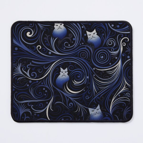 Item preview, cat drawing line blue white lines flowing watermark style designed and sold by Darda-art.