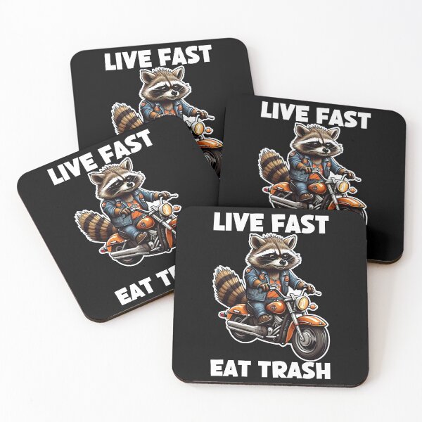 Item preview, Live Fast Eat Trash, Eat Trash Do Crime, Racoon Ride a Motorcycle, Funny Raccoon designed and sold by Porcupine Tees ⭐⭐⭐⭐⭐.