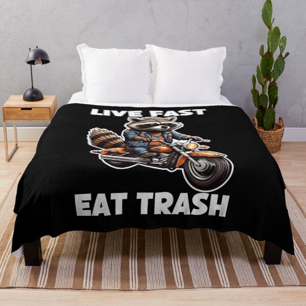 Item preview, Live Fast Eat Trash, Eat Trash Do Crime, Racoon Ride a Motorcycle, Funny Raccoon designed and sold by Porcupine Tees ⭐⭐⭐⭐⭐.