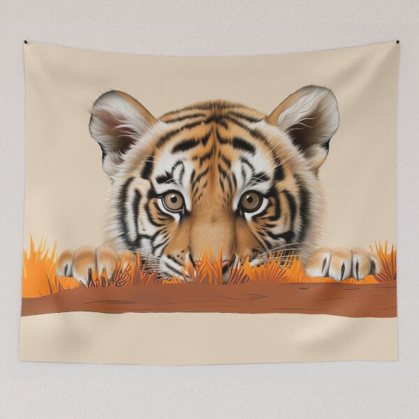 Item preview, Baby tiger furtive glance in the savannah designed and sold by Astralia.