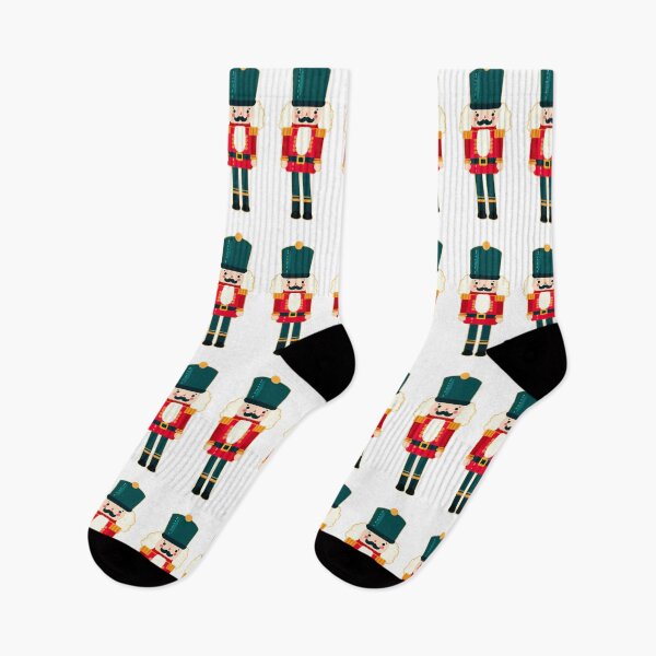 Item preview, Gold Outline of Red and Green Christmas Nutcracker Toy Soldier Graphic Art - White Background designed and sold by Star-Fragment.