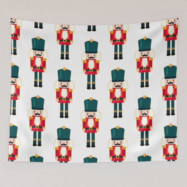 Item preview, Gold Outline of Red and Green Christmas Nutcracker Toy Soldier Graphic Art - White Background designed and sold by Star-Fragment.