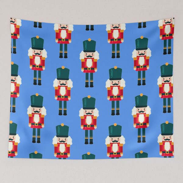 Item preview, Red and Green Christmas Nutcracker Toy Soldier Graphic Art - Light Blue Background designed and sold by Star-Fragment.
