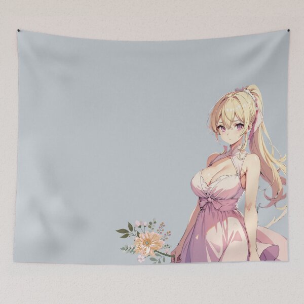Item preview, Innocent Blond Anime Girl Holding Flowers | Charming Floral Delight designed and sold by Anime-Community.