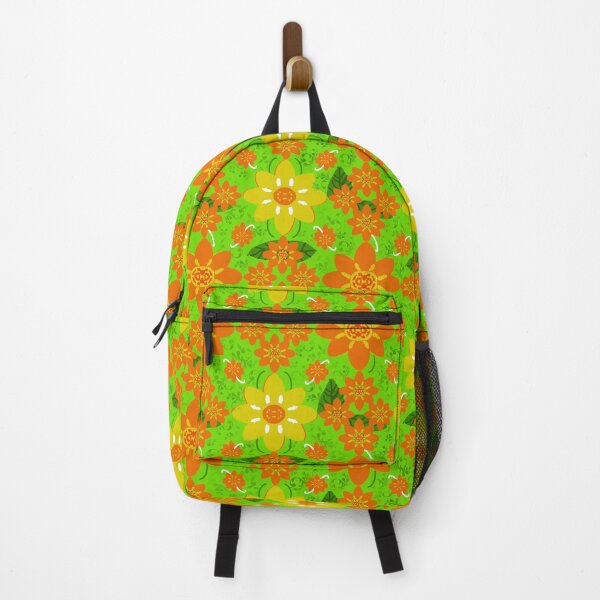 Item preview, Orange and yellow floral pattern stripe on green background designed and sold by NarongStocker37.