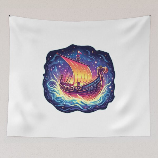 Item preview, magical viking nordic ship, ancient art designed and sold by sendalunar.