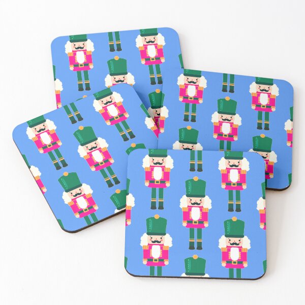 Item preview, Pink and Green Christmas Nutcracker Toy Soldier Graphic Art - Light Blue Background designed and sold by Star-Fragment.