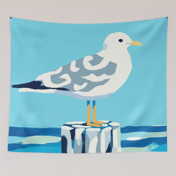 Item preview, Seagull on a Wood Piling by the Sea designed and sold by BrightTide.
